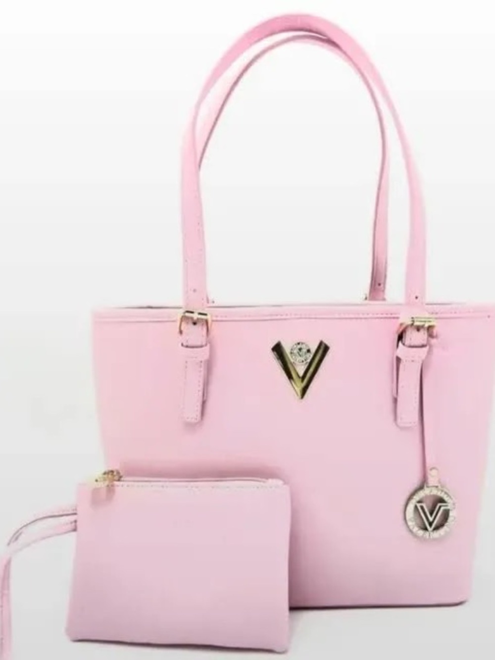 Valentino Orlando Pink Tote with Sipper Bag